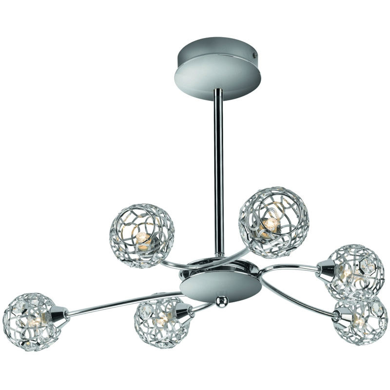 SALVADOR ceiling lamp chrome 6x28W 230V - Lusteri