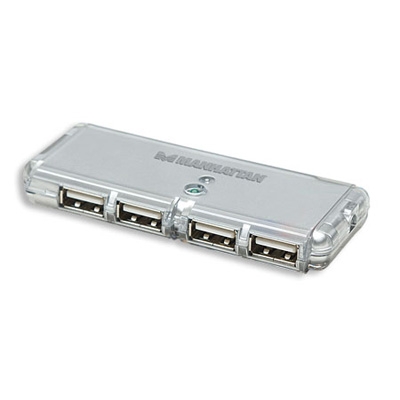 USB Hub, Hi-Speed 2.0, 4-Ports, Silver - Hub,Citac kartica